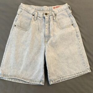 Not Guilty Denim Shorts Mens Small Blue Light Wash Pleated Relaxed Fit Made USA